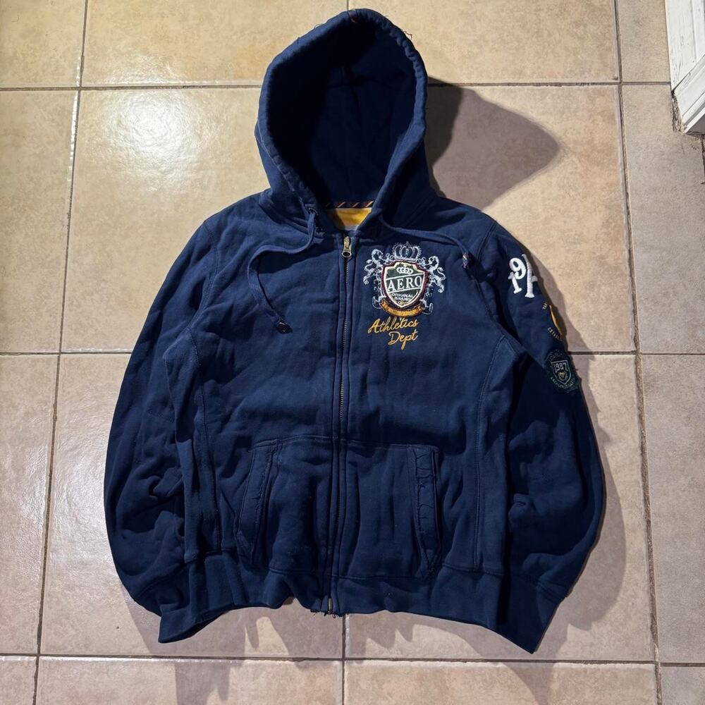 Vintage y2k aeropostale navy blue Zip Up Sweater Size XL in Womens